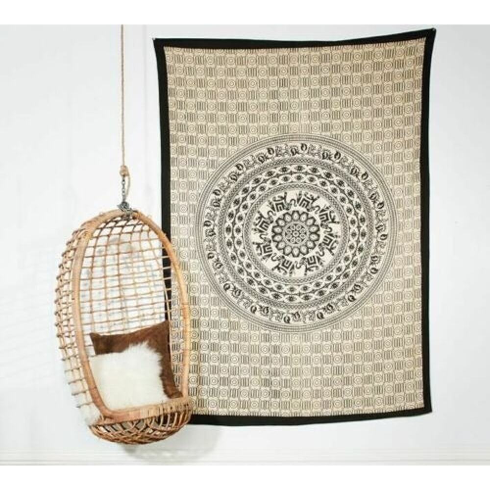 Pottery Barn Wall Art Elephant Tapestry 80x50" Hand Made Screen Print IMPERFECT